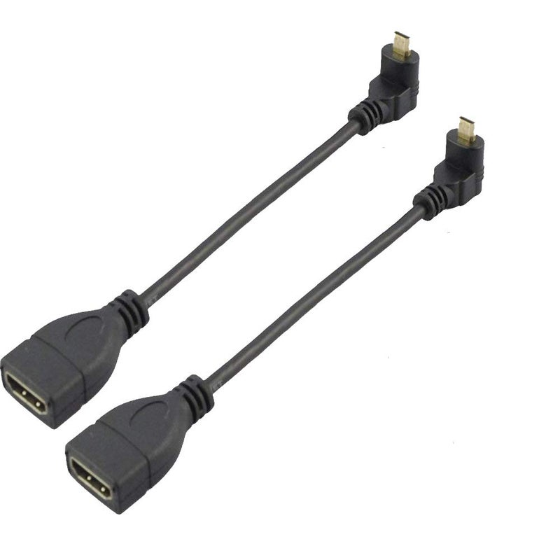 Seadream Angled Micro HDMI to HDMI Adapter Cable, 2Pack 6" 15CM 90 Degree Up Angle Micro HDMI Male to HDMI Female Cable Adapter Connector (2Pack Up Angled) - Image 1